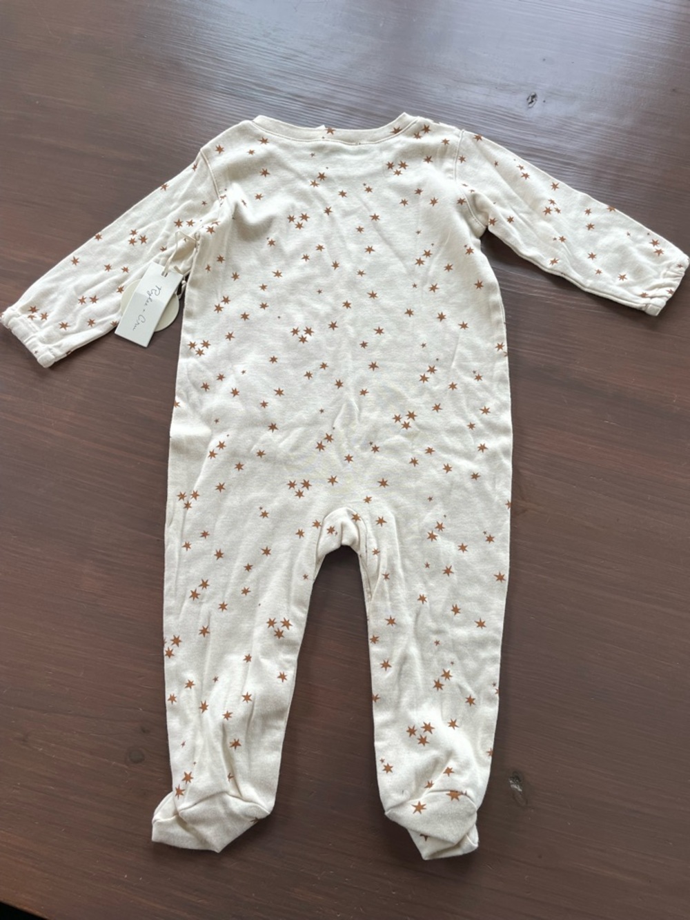NWT Rylee & Cru Star Print Stardust Footed Jumpsuit Sleeper in Vanilla 12-18M - Picture 6 of 8